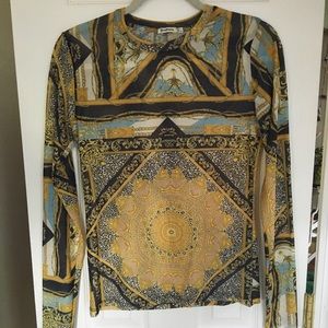 Stradivarius Mesh Baroque Long Sleeve Sheer Top